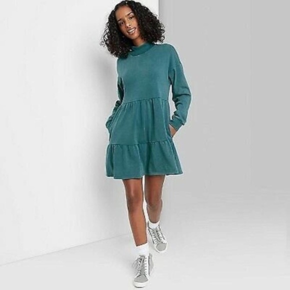 wild fable Dresses & Skirts - NWT Wild Fable Green Sweatshirt Dress
